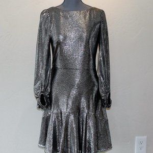 Eliza J Women's Long Sleeve Metallic Fit & Flare Dress